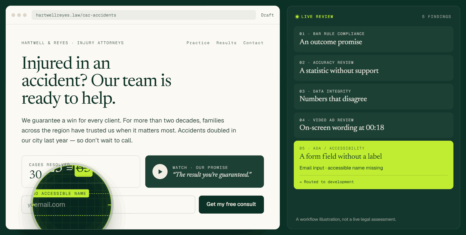 BarCheck reviewing a law firm page